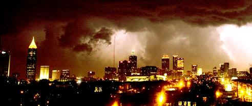 The tornado struck downtown Atlanta, Georgia, at about 9:30 pm on March 14, 2008.