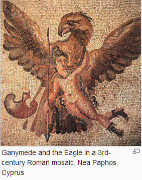 Ganymede and eagle in 3rd century mosaic.
