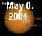 Venus passes in front of sun May 8, 2004.  (The movie is at 30-minute intervals as seen from Jerusalem. Thus, transit lasted 6 hours as seen from Jerusalem. It was much longer from the vantage point of other places in the world.)  